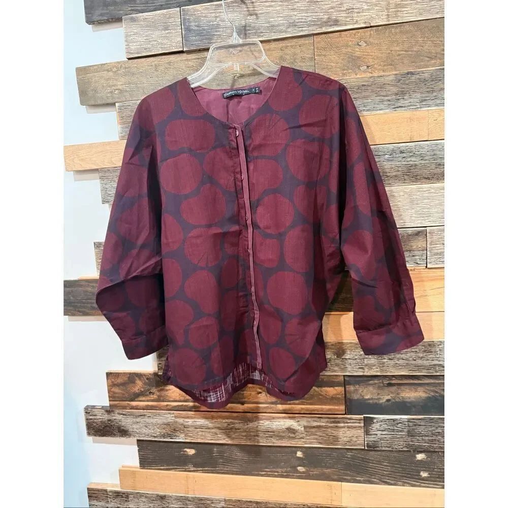 Gudrun Sjoden button front blouse top lagenlook boho size Small
